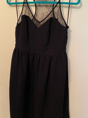 love Moschino Black Lace Yoke V-Neck Dress